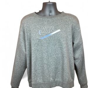 NIKE Gradient Swoosh Crew Neck Sweatshirt Grey/Blue XS